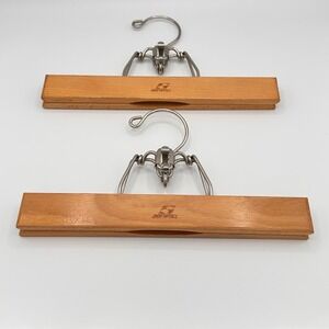 Setwell Wooden Pants Hangers with Clips Set of 2 Vintage Closet Organization